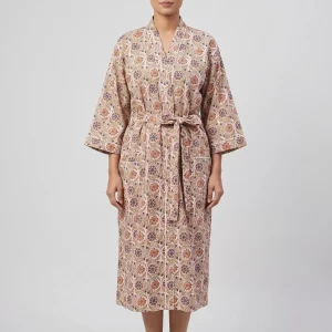 Silken Comfort Cotton Block Print Bathrobe
