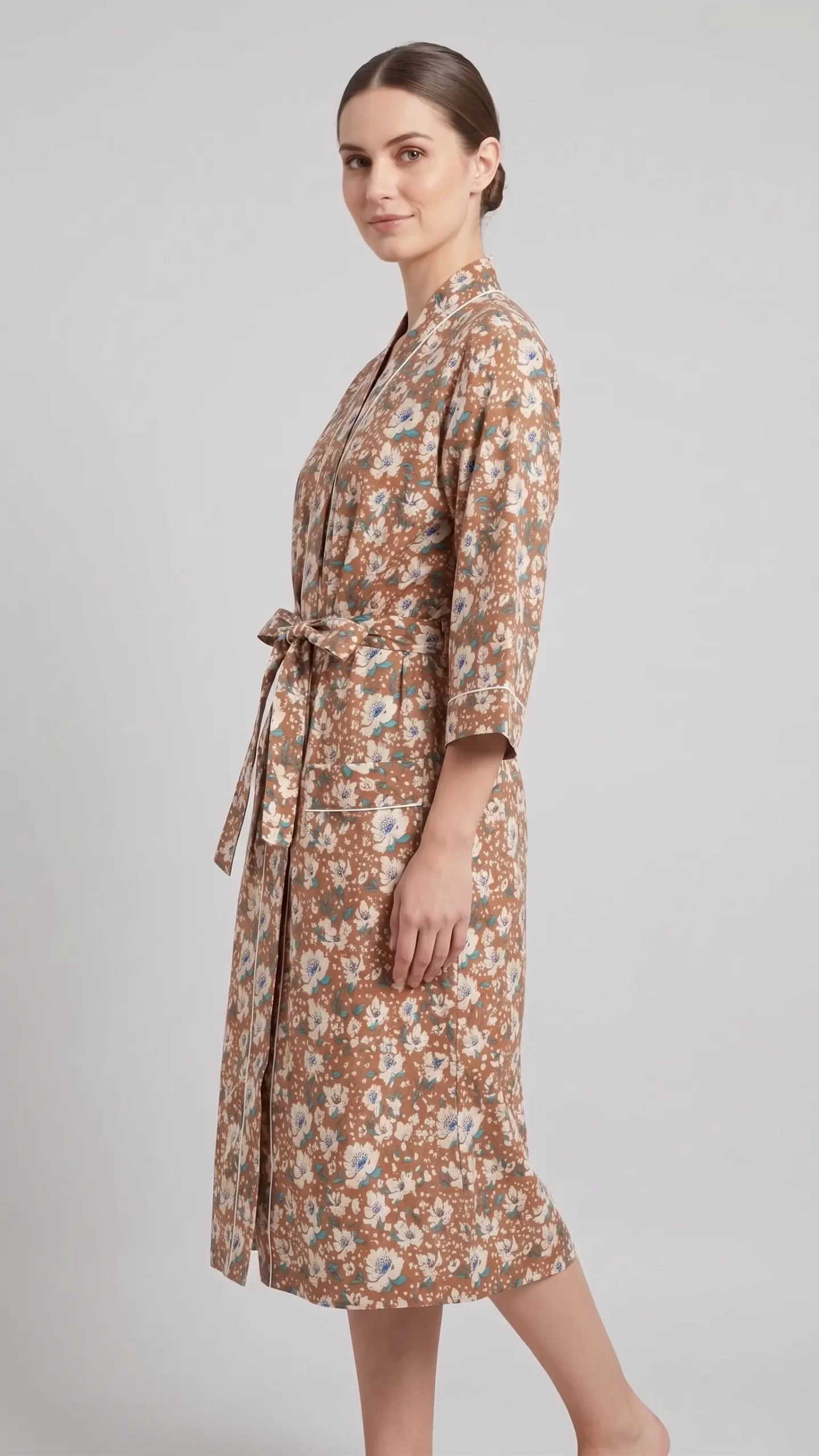 Everyday Nest Cotton Block Print Bathrobe - Image 2