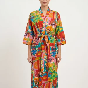 Comfort Ritual Cotton Block Print Bathrobe