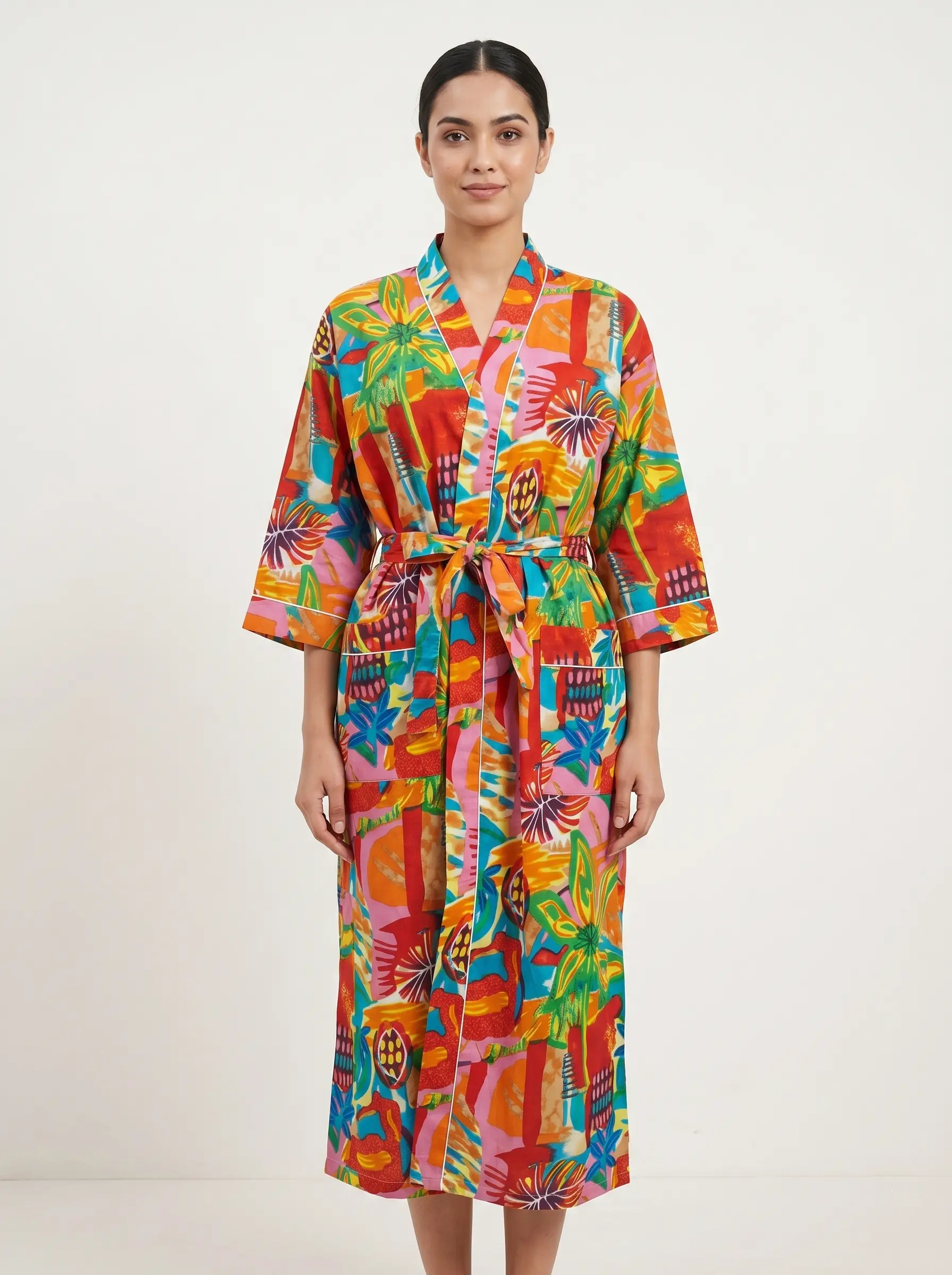 Comfort Ritual Cotton Block Print Bathrobe