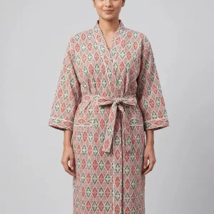 Luxe Flow Cotton Block Print Bathrobe