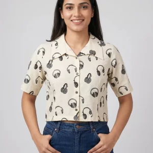 Modern Printed Cotton Short Top for Women