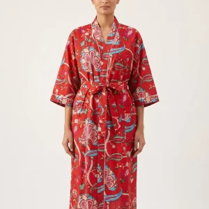 Minimal Cotton Block Print Bathrobe