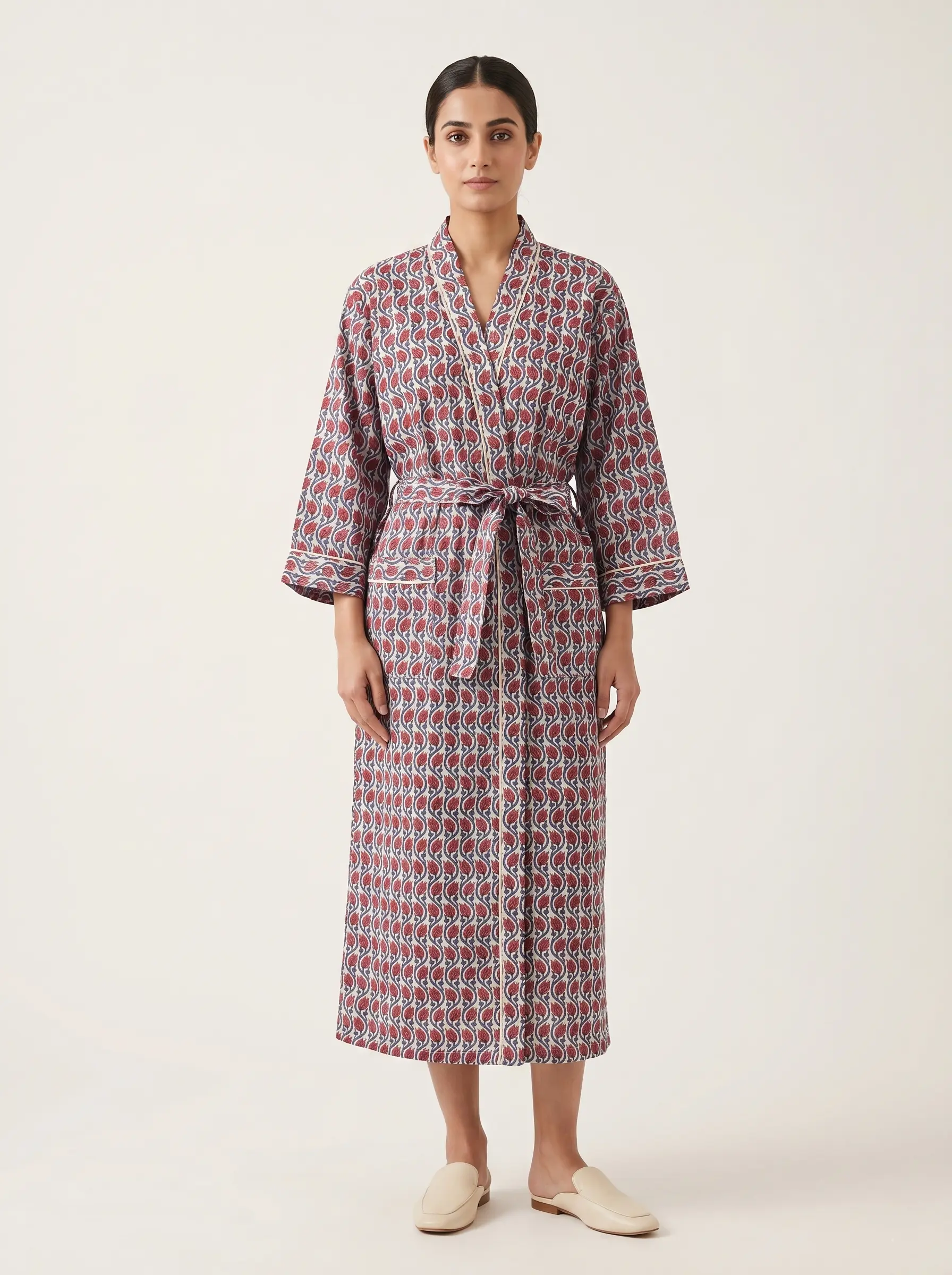 Breezy Cotton Block Print Bathrobe