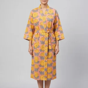 Spa Calm Cotton Block Print Bathrobe