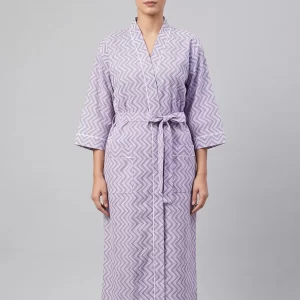 Feather Soft Cotton Block Print Bathrobe