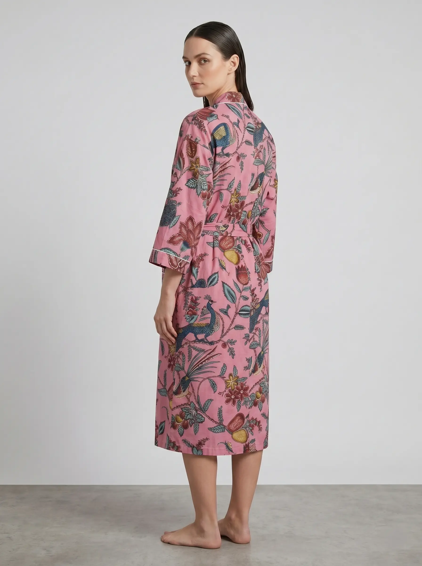 Cozy Cotton Block Print Bathrobe - Image 2