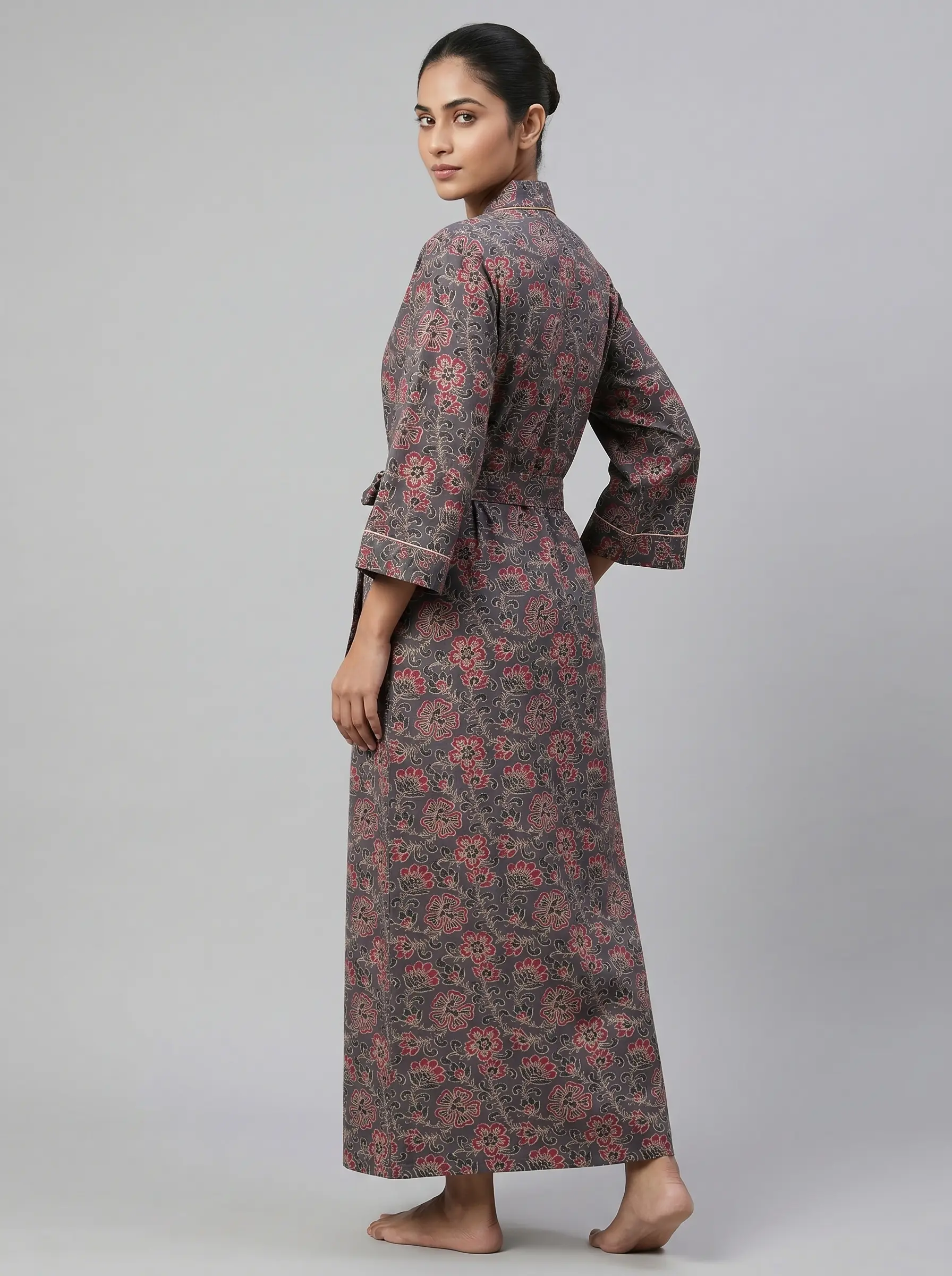 Easy Living Cotton Block Print Bathrobe - Image 2