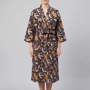 Effortless Luxe Cotton Block Print Bathrobe