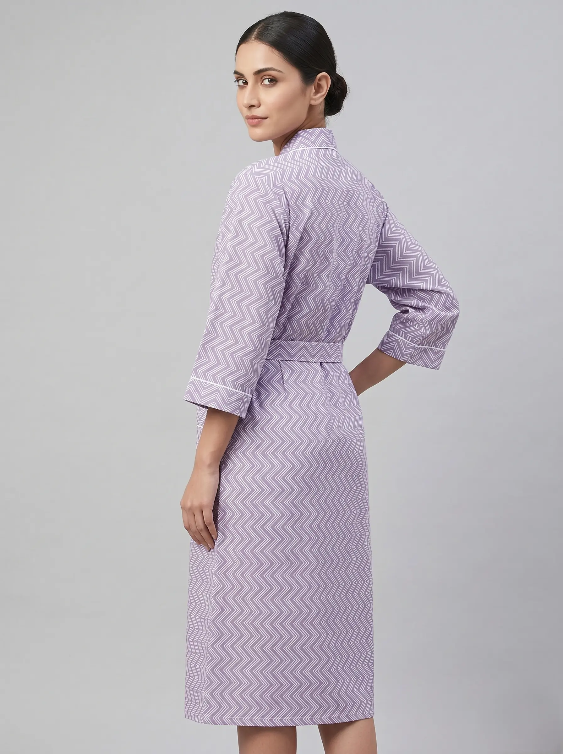 Feather Soft Cotton Block Print Bathrobe - Image 2