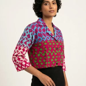 Elegant Cotton Printed Short Crop Top for Women