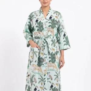 Grace Comfort Cotton Block Print Bathrobe