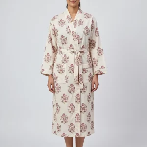 Comfort Haven Cotton Block Print Bathrobe