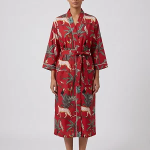 Relaxed Cotton Block Print Bathrobe