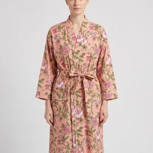 Calm Breeze Cotton Block Print Bathrobe