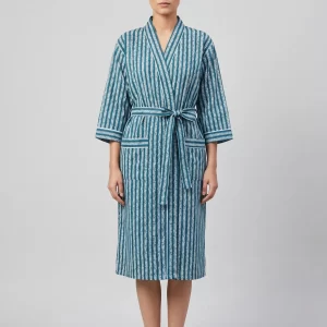 Tranquil Touch Cotton Block Print Bathrobe