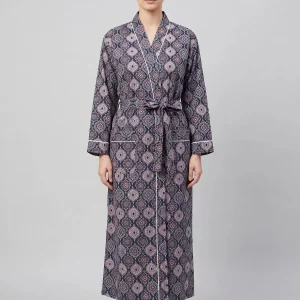 Serenity Wrap Cotton Block Print Bathrobe
