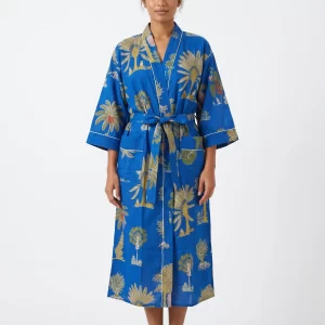Classic Block Print Cotton Bathrobe