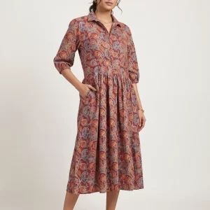 Elegant Printed Rayon Summer Dress