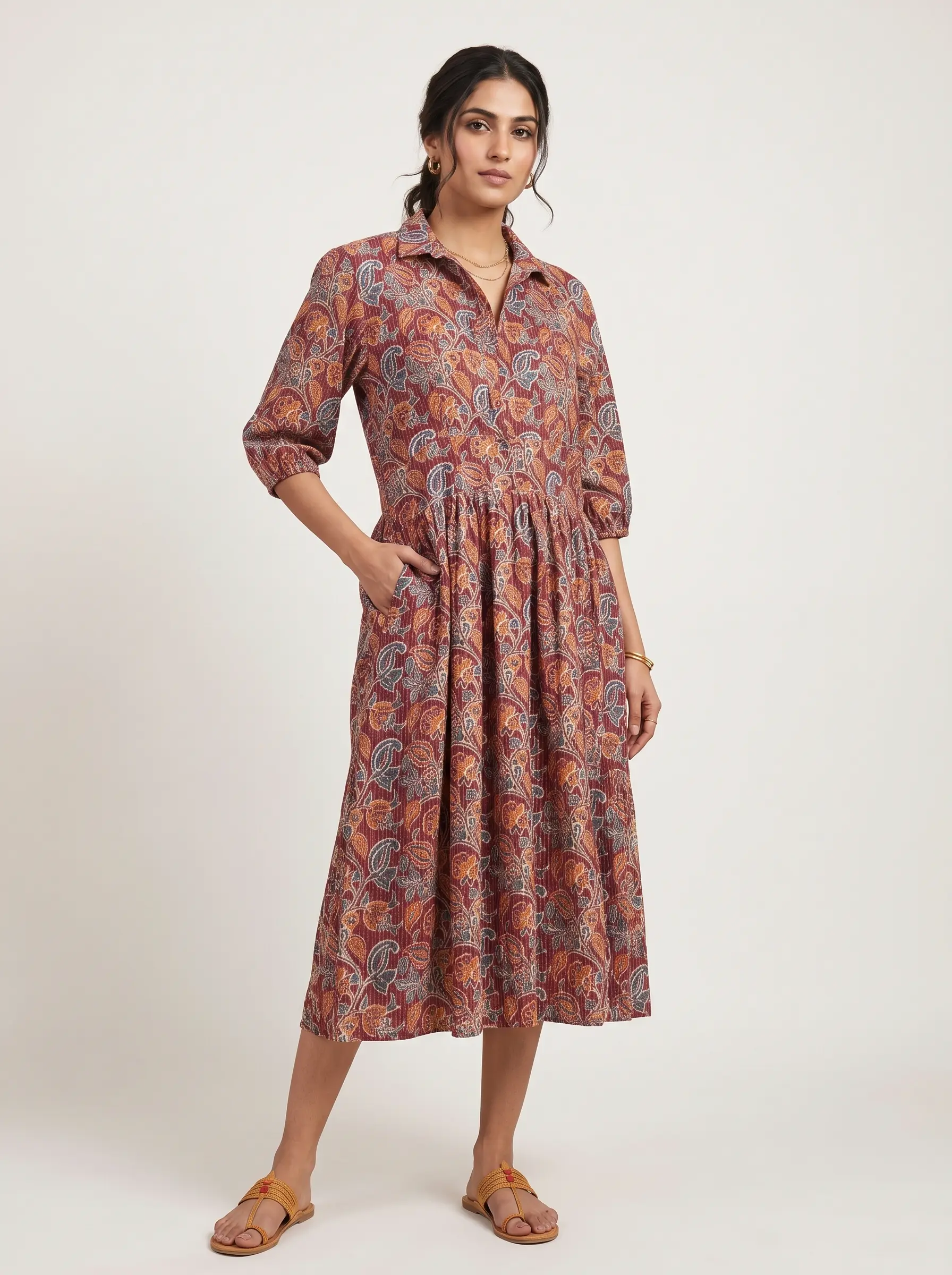 Elegant Printed Rayon Summer Dress