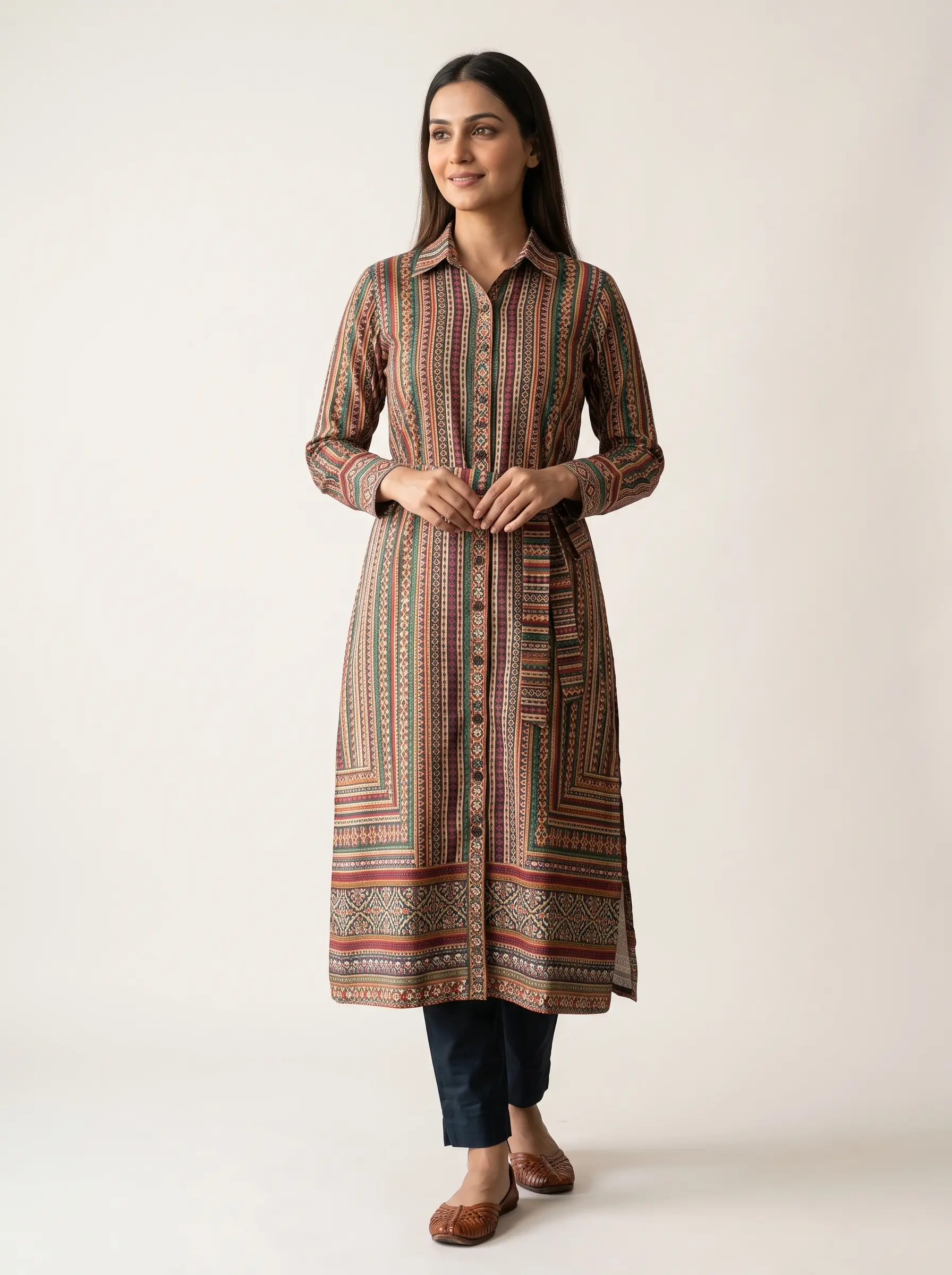 Elegant Printed Rayon Shirt Dress for Women