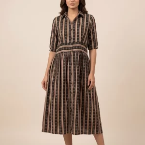 Elegant Printed Rayon Shirt Dress for Women