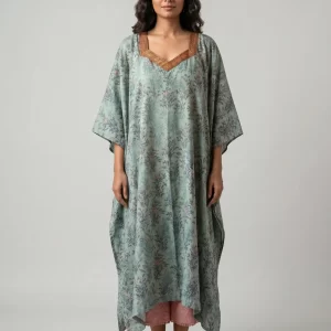 Pure Tussar Silk Kaftan with Neck Detailing