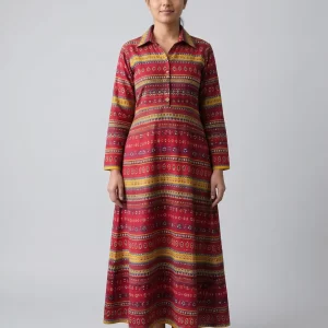 Rust Red Rayon Ankle Length Dress