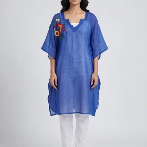 Royal Blue Embroidered Kaftan Tunic for Women