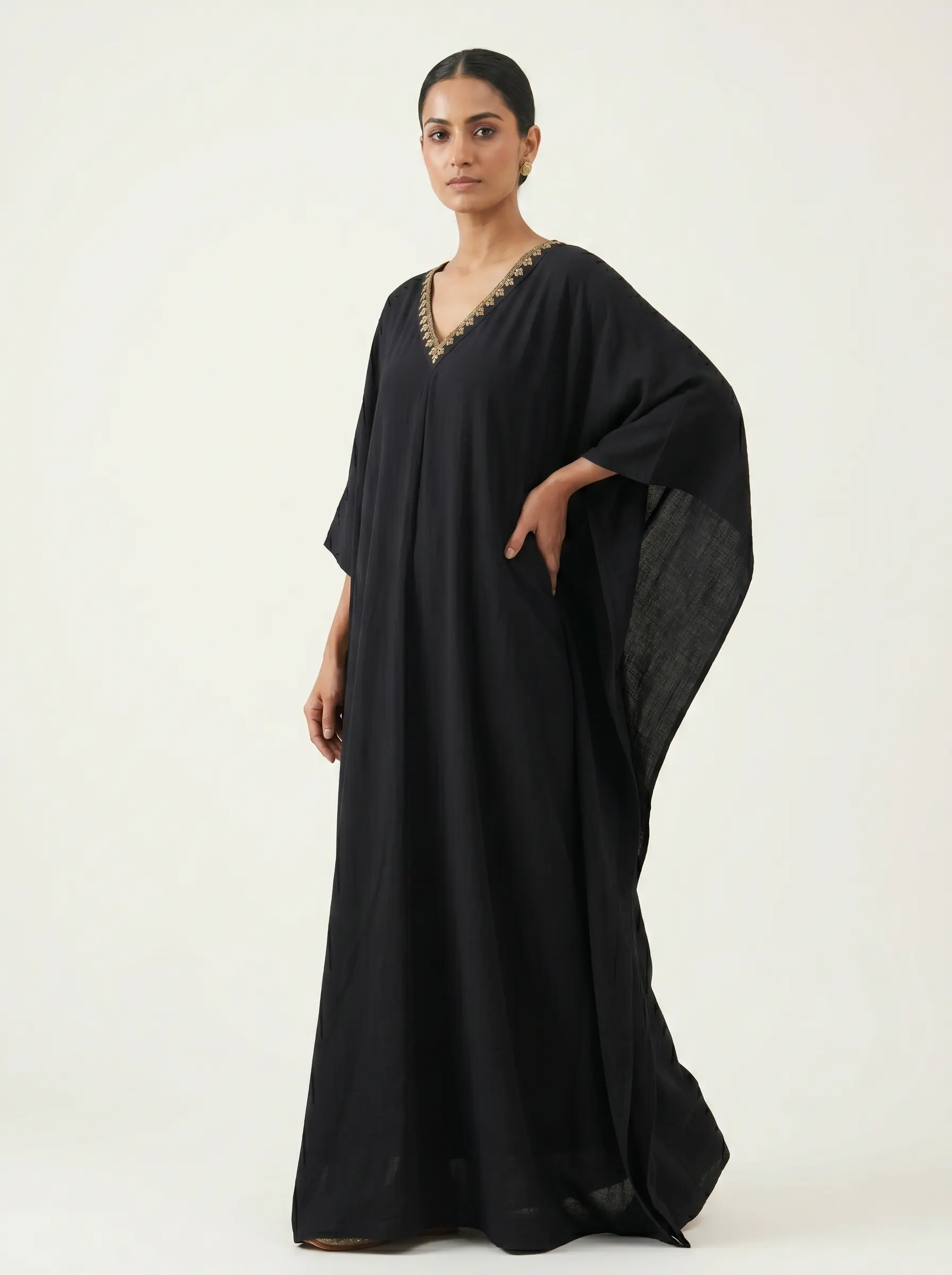 Elegant Black Maxi Kaftan Dress for Women - Image 2