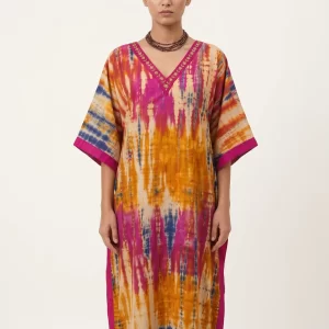 Vibrant Tie-Dye Maxi Kaftan Dress for Women