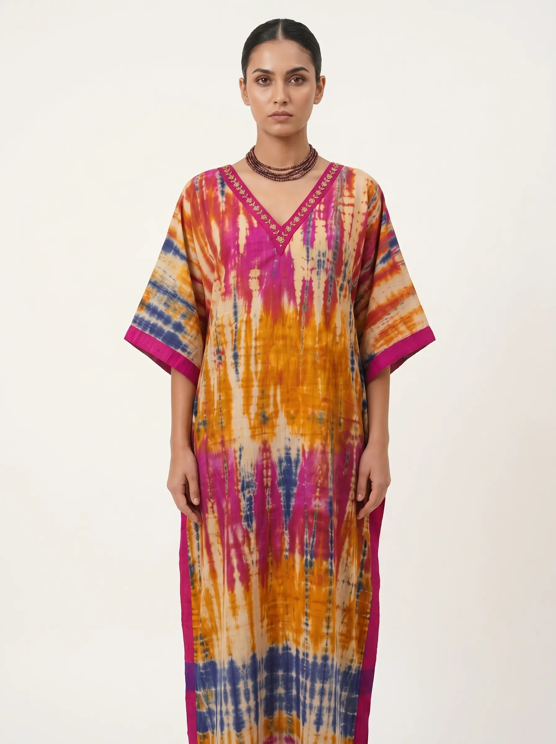 Vibrant Tie-Dye Maxi Kaftan Dress for Women