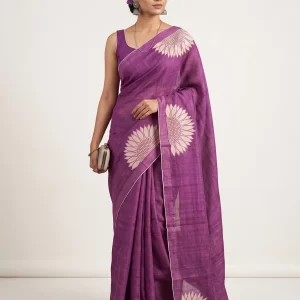 Premium Purple Linen Saree for Women