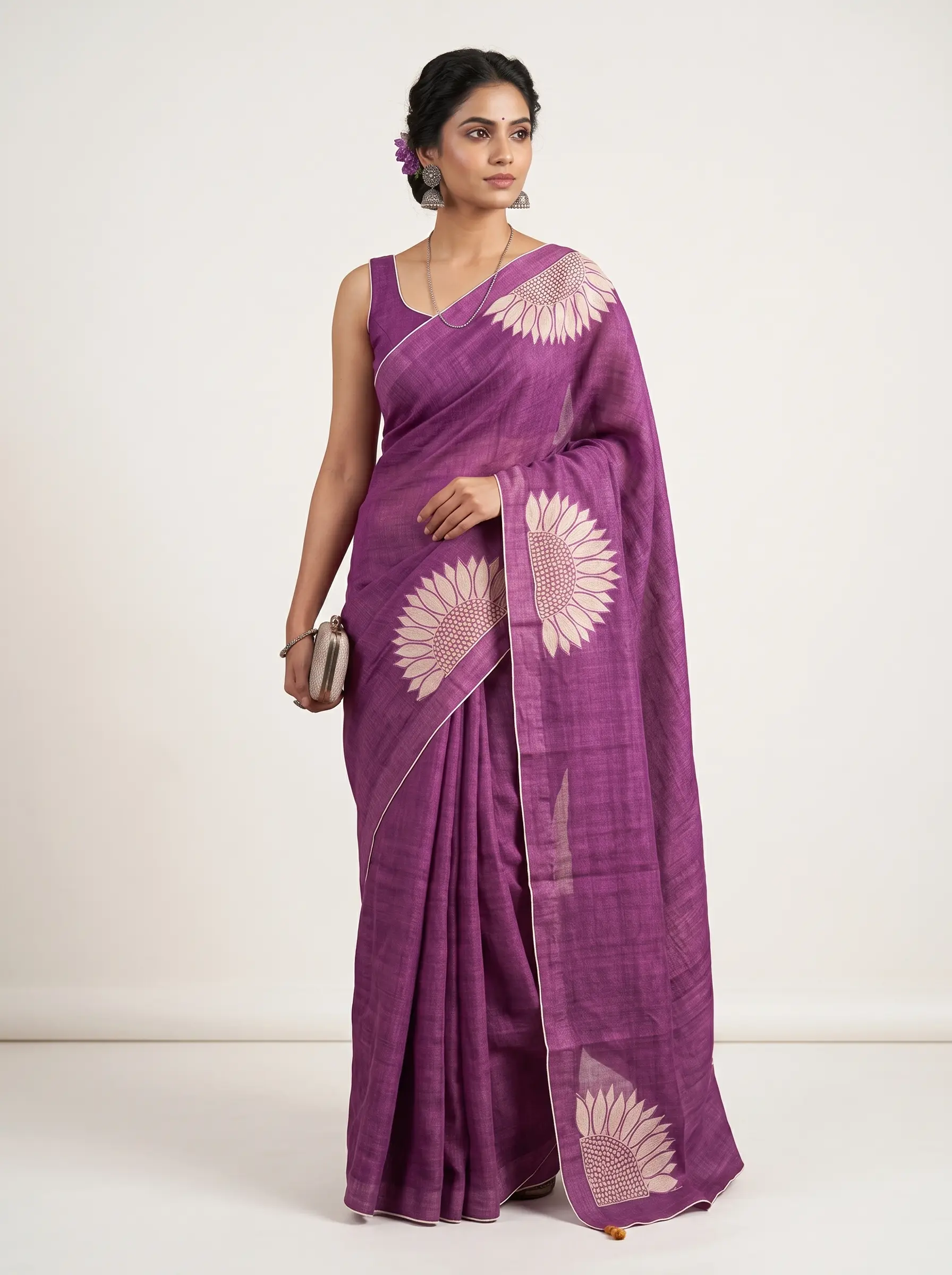 Premium Purple Linen Saree for Women