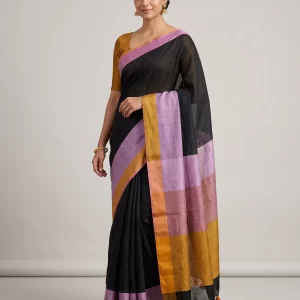 Premium Black Linen Saree for Women