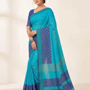Premium Sky Blue Linen Saree for Women
