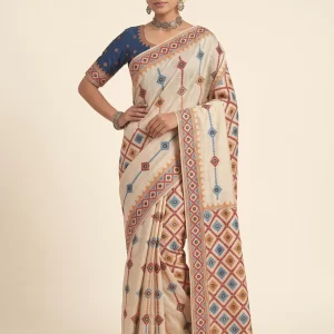 Pure Tussar Silk Gujarati Handwork Saree