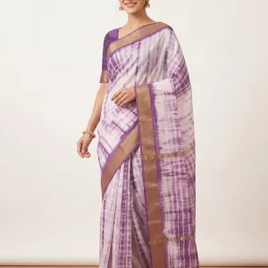 Lavender Chanderi Silk Shibori-Style Saree