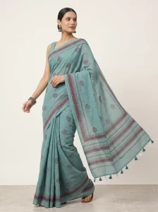 Quirky Handblock Cotton Saree