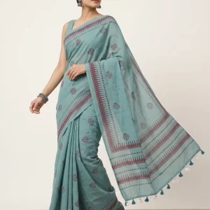 Quirky Handblock Cotton Saree