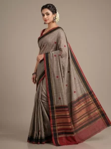 Dhanekhali Tant Cotton Handloom Saree – All-Over Mirror Work