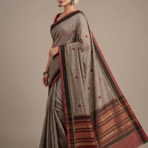 Dhanekhali Tant Cotton Handloom Saree – All-Over Mirror Work
